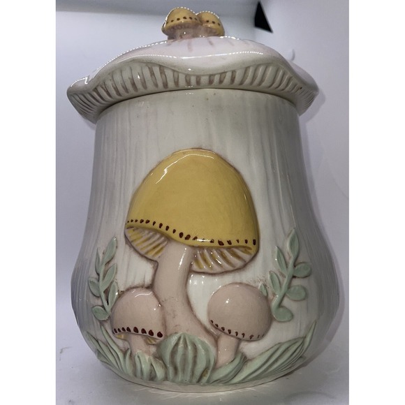 Arnels Mushroom Ceramic 11 Inch Cookie Jar / Canister Tan Mushroom Cap - Picture 6 of 15
